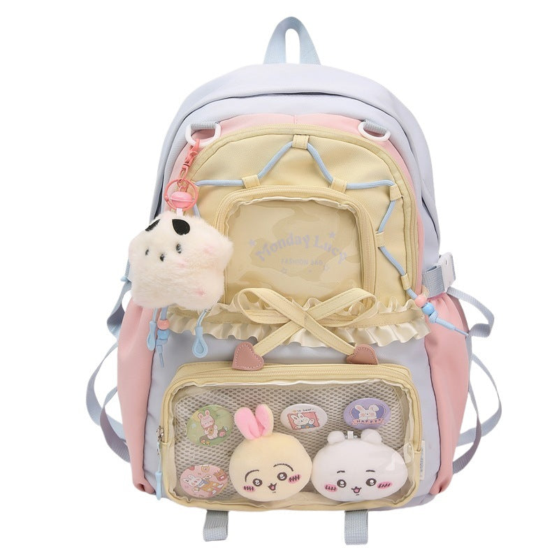 Ribbon Patchwork Color Backpack