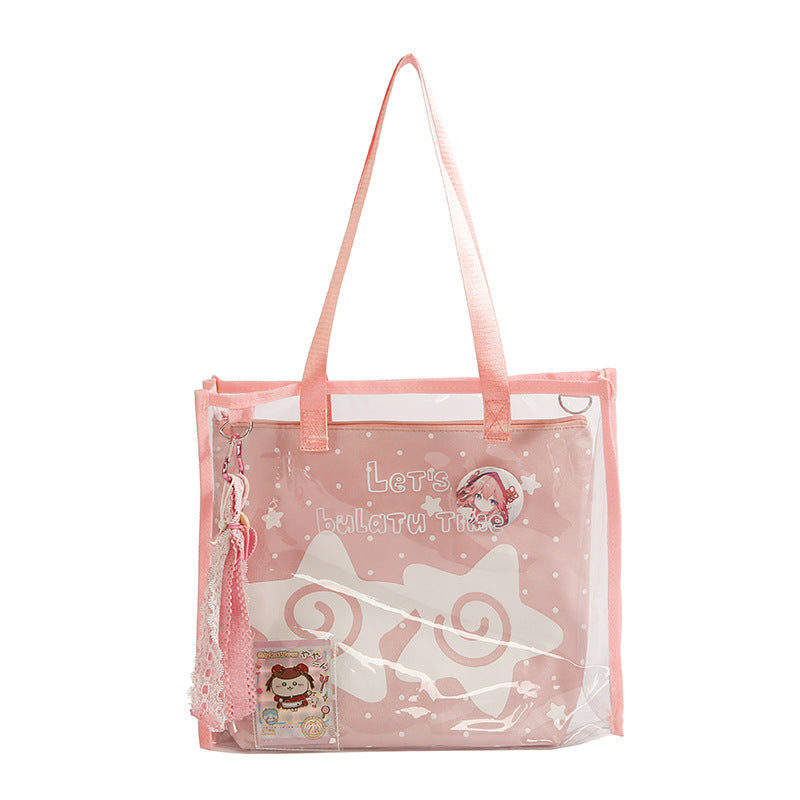 Pain bag jelly bag transparent handbag tote bag large capacity 2025 new sweet shoulder handbag
