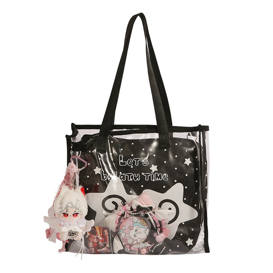 Pain bag jelly bag transparent handbag tote bag large capacity 2025 new sweet shoulder handbag