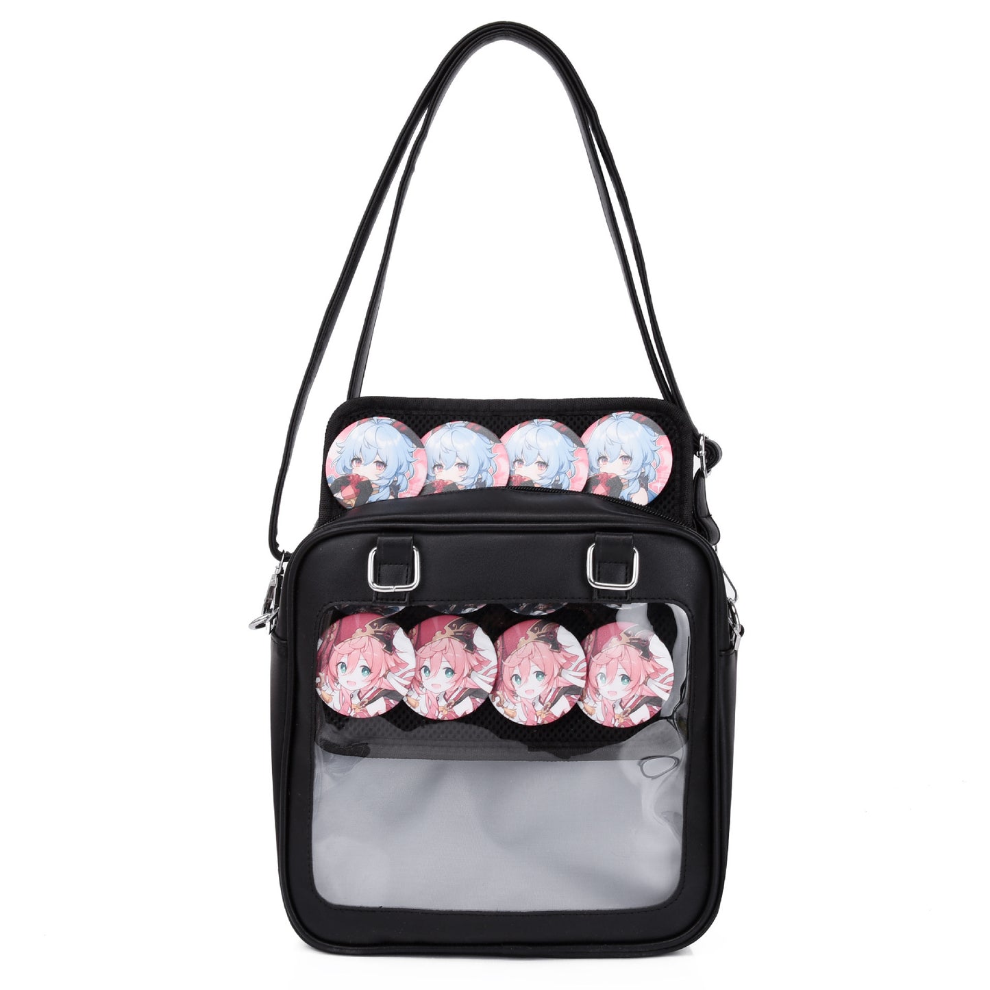Square 3way shoulder bag, handbag, messenger bag, backpack, transparent PU shoulder bag