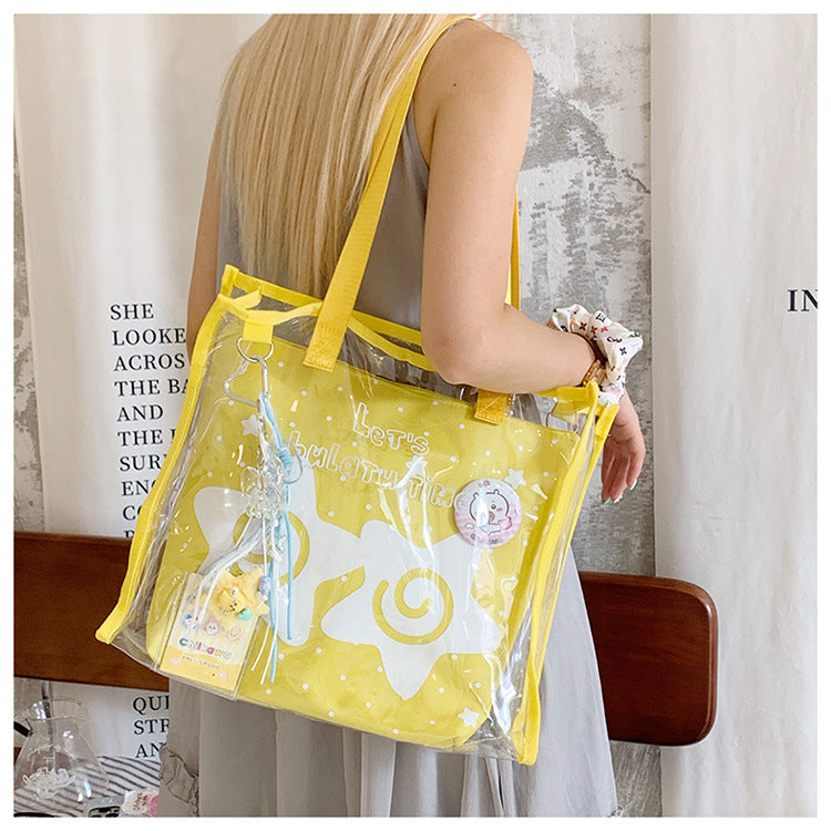 Pain bag jelly bag transparent handbag tote bag large capacity 2025 new sweet shoulder handbag