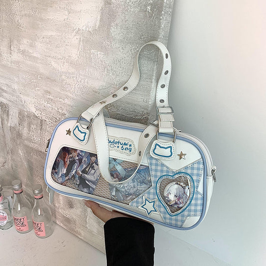 Comic pain casual jk uniform bag western style student two-dimensional shoulder armpit handbag