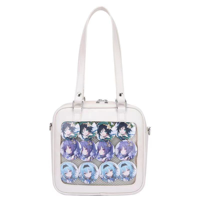 Square 3way shoulder bag, handbag, messenger bag, backpack, transparent PU shoulder bag