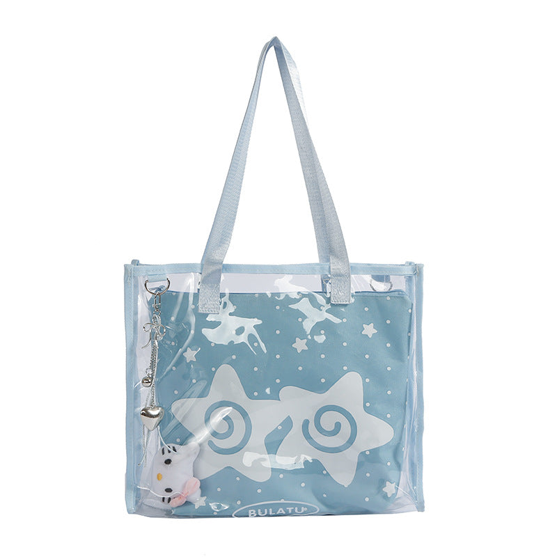 Pain bag jelly bag transparent handbag tote bag large capacity 2025 new sweet shoulder handbag