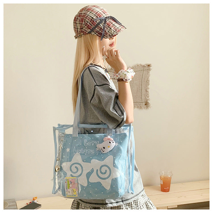 Pain bag jelly bag transparent handbag tote bag large capacity 2025 new sweet shoulder handbag