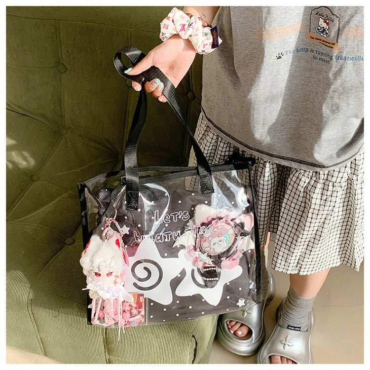 Pain bag jelly bag transparent handbag tote bag large capacity 2025 new sweet shoulder handbag