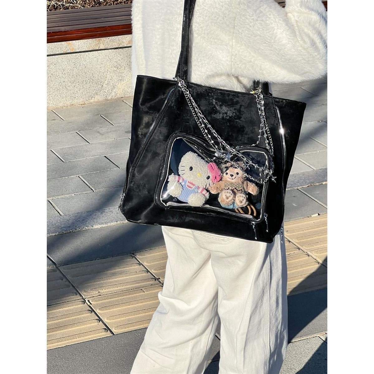New versatile large-capacity shoulder tote bag for commuting, fashionable and casual backpack