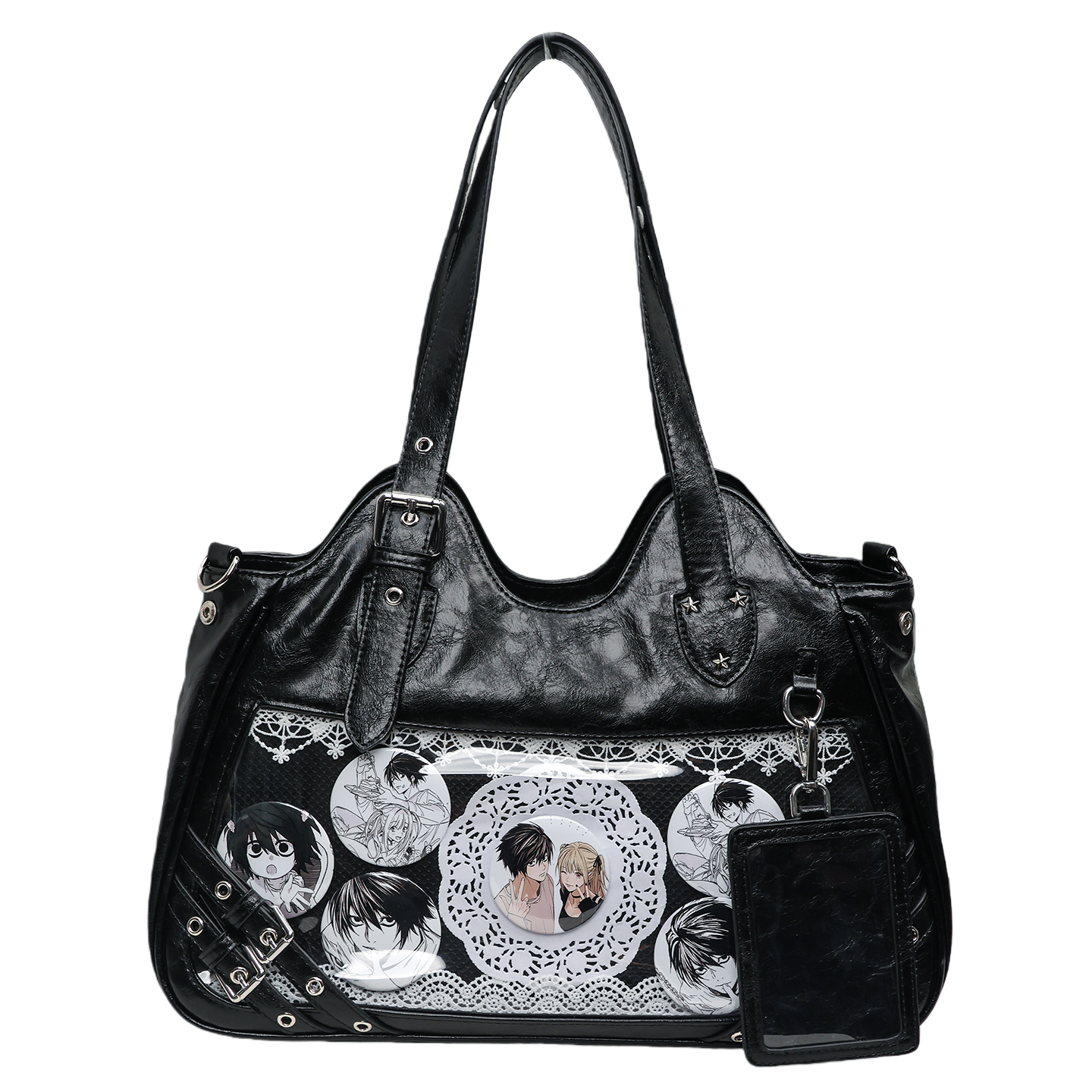 Faurala Original Black Motorcycle Ita Bag Large Capacity Worn Crossbody Kpop Ita Bag for Students  Commute  Daily Use and Concerts