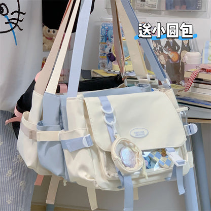Cute College Style Girl Crossbody Bag Japanese Style ins Student Large Capacity Versatile Messenger Bag Transparent Bar Chibi Pain Bag
