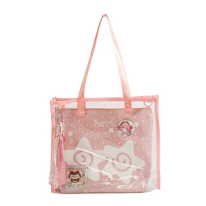 Pain bag jelly bag transparent handbag tote bag large capacity 2025 new sweet shoulder handbag