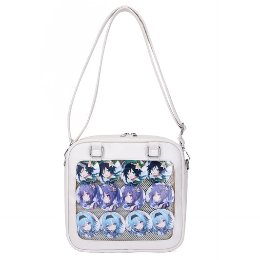 Square 3way shoulder bag, handbag, messenger bag, backpack, transparent PU shoulder bag