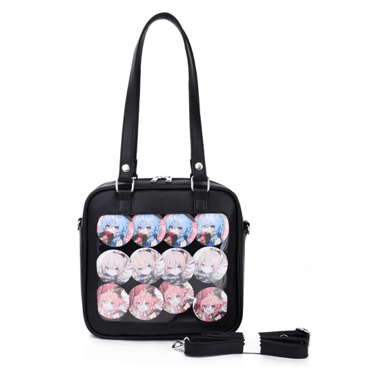 Square 3way shoulder bag, handbag, messenger bag, backpack, transparent PU shoulder bag