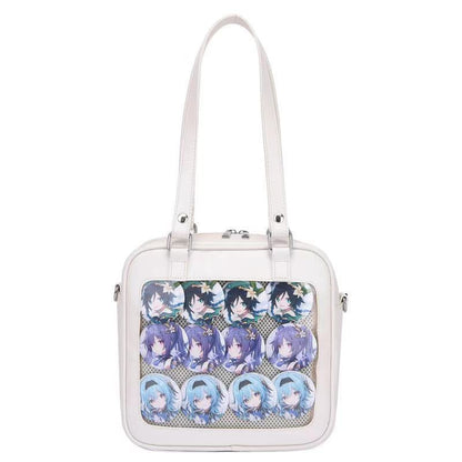 Square 3way shoulder bag, handbag, messenger bag, backpack, transparent PU shoulder bag