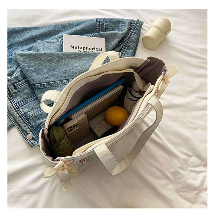 Ribbon Pain Bag Large Capacity Green Series High Capacity Anime Millet Bag Original Daily Shoulder Tote Blue