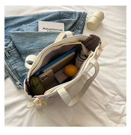 Ribbon Pain Bag Large Capacity Green Series High Capacity Anime Millet Bag Original Daily Shoulder Tote Blue