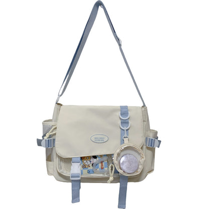 Cute College Style Girl Crossbody Bag Japanese Style ins Student Large Capacity Versatile Messenger Bag Transparent Bar Chibi Pain Bag